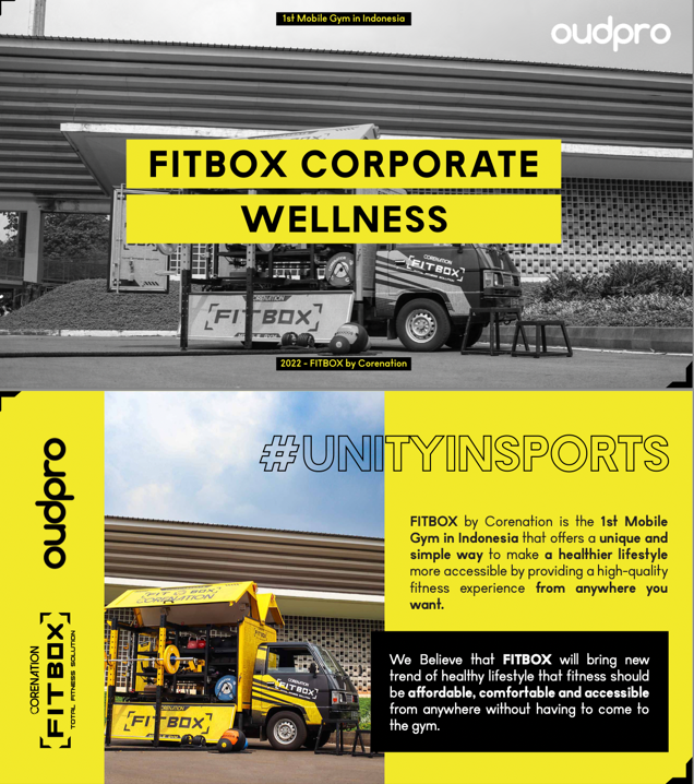 Fitbox Corporate Wellness mobile gym vehicle and fitness setup.